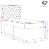 Łóżko kontynentalne z materacem ciemnoszary 90 x 190 cm Welur