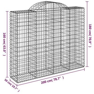 Kosze gabionowe, 8 szt, 200x50x160/180 cm, galwanizowane żelazo