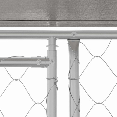 Klatka dla psa z dachem srebrny 200 x 200 x 258 cm Stal i PE