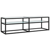 vidaXL Szafka pod TV, biały marmur, 140x40x40,5 cm, szkło hartowane