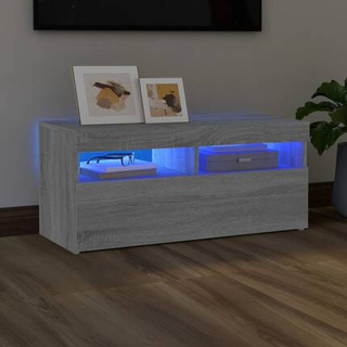 vidaXL Szafka pod TV z oświetleniem LED, szary dąb sonoma, 90x35x40 cm