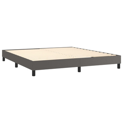 Łóżko kontynentalne z materacem i LED, szara ekoskóra 180x200cm vidaXL