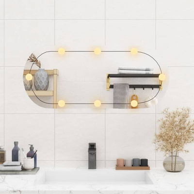 vidaXL Lustro ścienne z LED, 35x80 cm, szklane, owalne