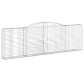 Kosze gabionowe, 9 szt, 400x30x120/140 cm, galwanizowane żelazo