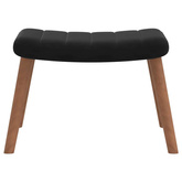 Fotel z podnóżkiem, czarny, obity aksamitem model standard