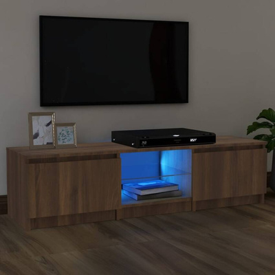 vidaXL Szafka pod TV, z LED, brązowy dąb, 140 x 40 x 35,5 cm