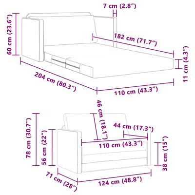 Sofa Bed Biały 124 x 71 x 78 cm Sztuczna skóra