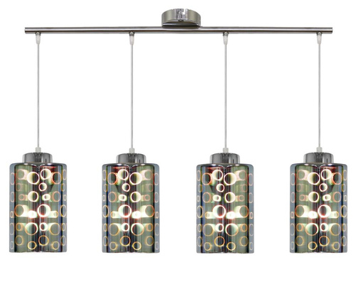 Lampa wisząca listwa chrom klosz szklany 3D 4x40W Nocturno Candellux 34-57723