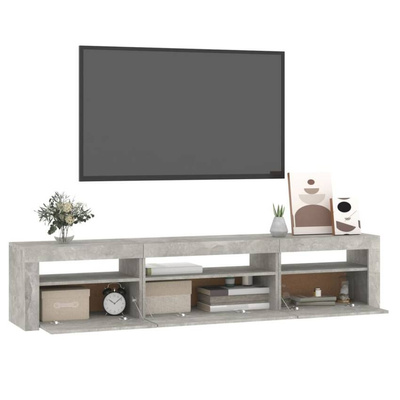 vidaXL Szafka pod TV z oświetleniem LED, szarość betonu, 195x35x40 cm