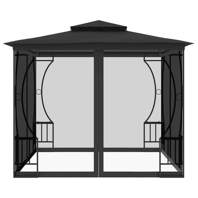 vidaXL Altana ogrodowa z siatkami, 300x300x265 cm, antracytowa