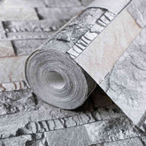 Tapeta 3D z kamieniem Szary 10 x 0,53 m Tkanina nienałożona