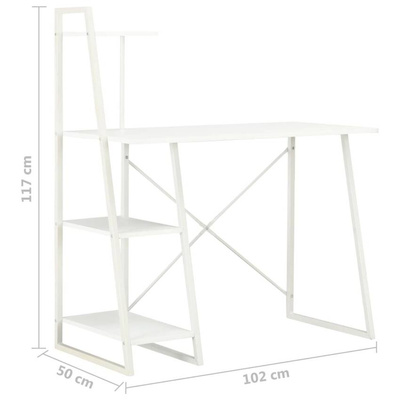 vidaXL Biurko z regałem, białe, 102x50x117 cm