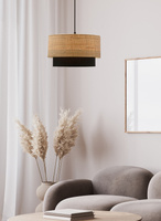 Ritana 25 Lampa Wisząca Czarny 1X60 E27 Abażur Beżowy+Czarny