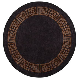vidaXL Dywan z możliwością prania, 120 cm, czarno-złoty