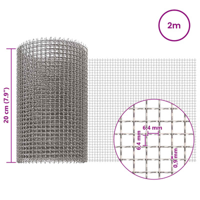 Siatka ekranowa 20 x 200 cm 3 Mesh Stal nierdzewna 201 srebrny
