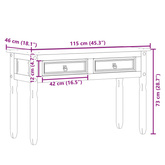 Stolik konsolowy Corona, 115x46x73 cm, lite drewno sosnowe