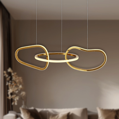 Lampa wisząca ANNELI elegancka – złota nieregularna forma 80 cm – designerska lampa salonu i jadalni LED 3000K