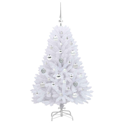 Sztuczna choinka z zawiasami z podstawą Biały 120 cm PVC i Stal
