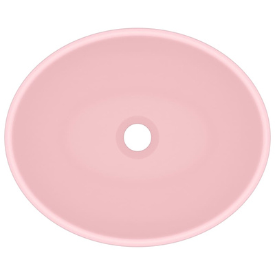 Luksusowa, owalna umywalka, matowy róż, 40x33 cm, ceramiczna