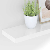 vidaXL Półki ścienne, 4 szt, wysoki połysk, białe, 90x23,5x3,8 cm, MDF