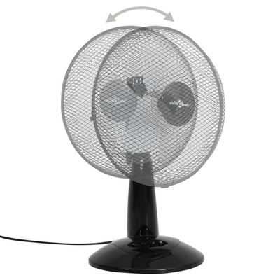 vidaXL Wentylator stołowy, 3 prędkości, 30 cm, 40 W, czarny