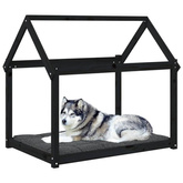 vidaXL Legowisko dla psa, czarne, 111x80x100cm, lite drewno sosnowe