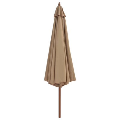 Parasol ogrodowy na drewnianym słupku, 350 cm, taupe