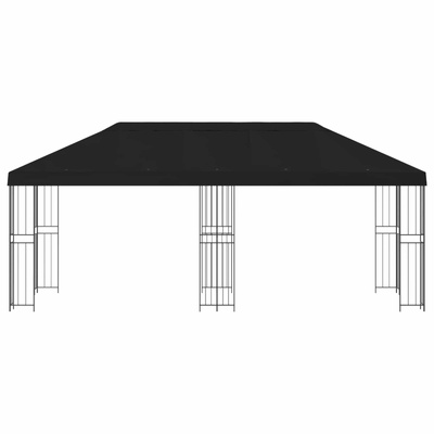 Altana z bokami 6 x 3 m Czarny Poliester i Stal 190