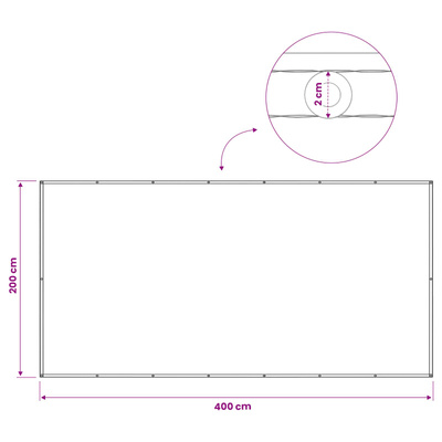 Ekran Prywatności Balkonowej 200 x 400 cm Tkanina z powłoką PU