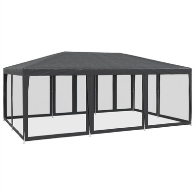 Namiot imprezowy z 10 ścianami z siatki, antracyt, 6x4 m, HDPE