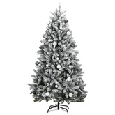 vidaXL Sztuczna choinka na zawiasach, 300 lampek LED i bombki, 240 cm