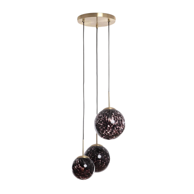 Lampa Wiszącza 3 szkalne Czarne Kule E14 Abruzzo Sfero