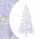 Sztuczna choinka z 300 diodami LED Biały 210 cm PVC i stal