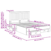 Ramka łóżka Szary Sonoma 140 x 200 cm Drewno inżynieryjne