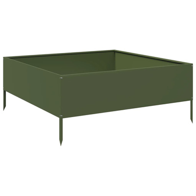 Podwyższona donica, oliwkowa, 100x100x41 cm, stal