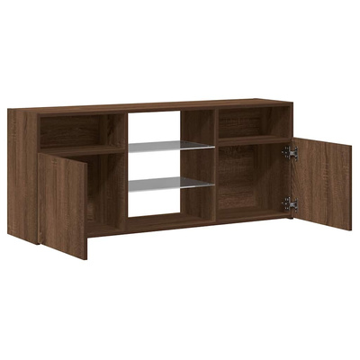 Szafka TV z oświetleniem LED, brązowy dąb, 120x30x50 cm