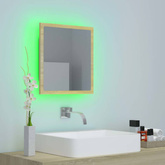 vidaXL Lustro łazienkowe LED, kolor dąb sonoma, 40x8,5x37 cm, akryl