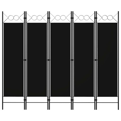Parawan 5-panelowy, czarny, 200 x 180 cm