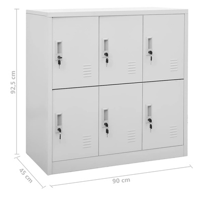 Szafki zamykane, 5 szt., jasnoszare, 90x45x92,5 cm, stalowe