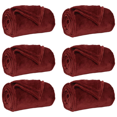 Koce narzutowe 6 pcs Bordeaux Czerwony 130 x 150 cm Polar