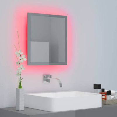 vidaXL Lustro łazienkowe LED, wysoki połysk, szare, 40x8,5x37cm, akryl
