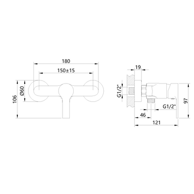 Bateria natryskowa  bralos czarna BN-07-004-A Invena