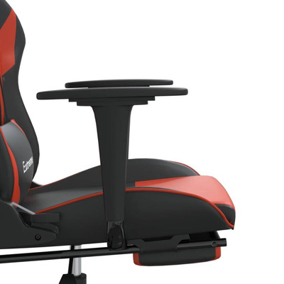 vidaXL Masujący fotel gamingowy z podnóżkiem, czarno-czerwony wariant 4