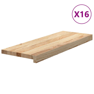 Stopnie schodowe, 16 szt. surowe 70x25x2cm lite drewno dębowe