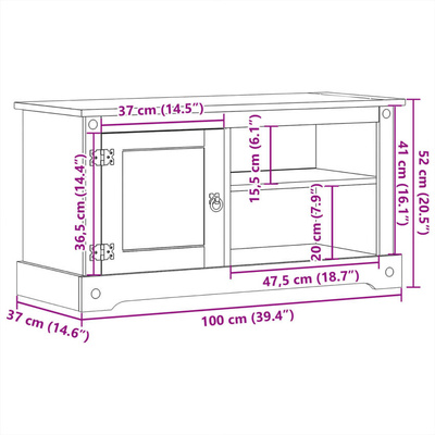 vidaXL Szafka pod TV Corona, 100x37x52 cm, lite drewno sosnowe