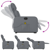 vidaXL Podnoszony fotel masujący, rozkładany, szary, ekoskóra