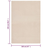 vidaXL Dywan z krótkim włosiem i możliwością prania 160x230 cm, beżowy