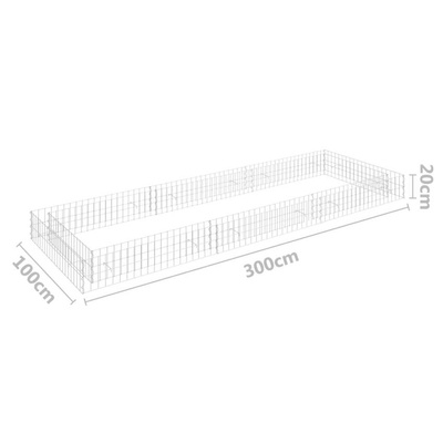 vidaXL Podwyższona donica gabionowa, galwanizowana stal, 300x100x20 cm