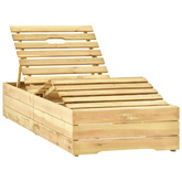 vidaXL Leżak ogrodowy ze stolikiem i poduszką, impregnowana sosna