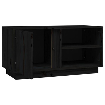 Szafka pod TV, czarna, 80x35x40,5 cm, lite drewno sosnowe vidaXL